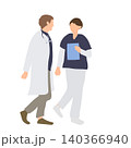 会話しながら歩く医師と看護師のイラスト 140366940