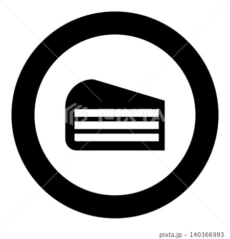 Piece of cake slice icon in circle round black color vector illustration image solid outline style Piece of cake slice icon in circle round black color vector illustration image solid outline style 140366993