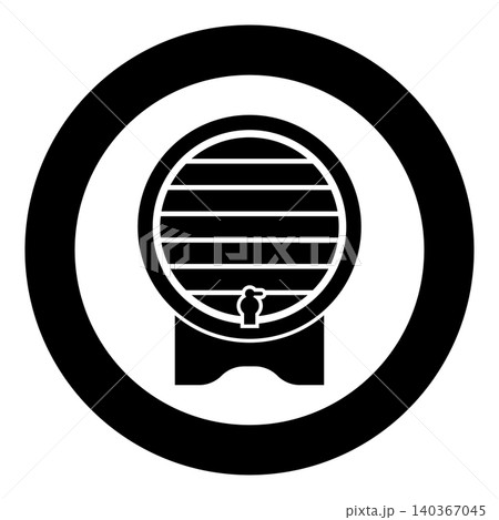 Barrel for wine brendy beer wine cask with tap icon in circle round black color vector illustration image solid outline style 140367045