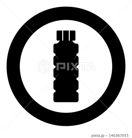 Plastic bottle of water icon in circle round black color vector illustration image solid outline style 140367055