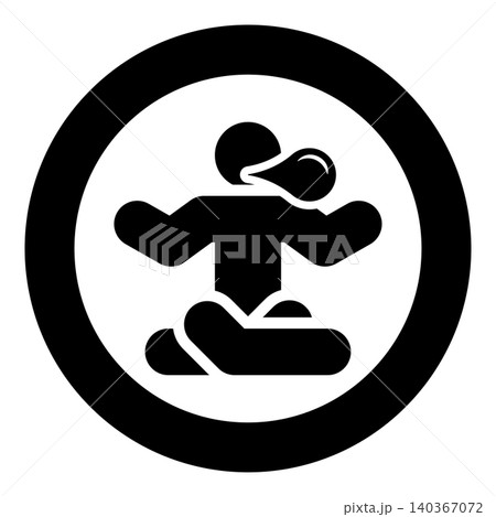 Person in a yoga pose blowing bubble gum icon in circle round black color vector illustration image solid outline style Person in a yoga pose blowing bubble gum icon in circle round black color vector illustration image solid outline style 140367072