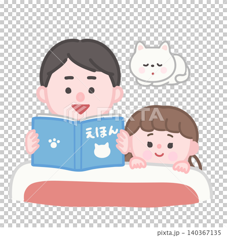 A father reading picture books to his child. A father reading picture books to his child. 140367135