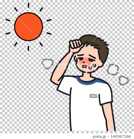 Illustration of a middle/high school boy who looks like he's about to get heatstroke. Illustration of a middle/high school boy who looks like he's about to get heatstroke. 140367166