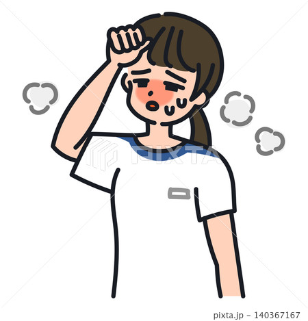 熱中症になりそうな女子中高生のイラスト 140367167