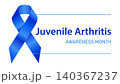 Juvenile Arthritis Awareness Month banner with blue ribbon. Blue awareness ribbon. Raising awareness of Juvenile Arthritis campaign. Vector concept illustration. For banner, poster, card, background 140367237