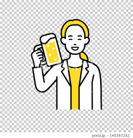 ビールで乾杯する若い女性会社員 ビールで乾杯する若い女性会社員 140367282