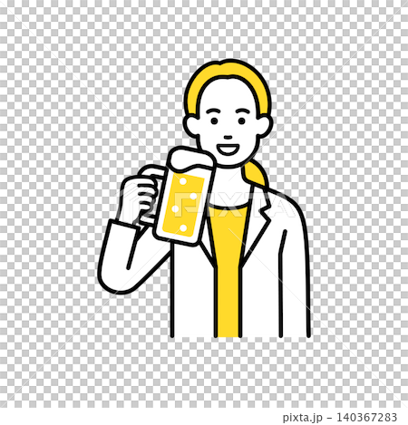ビールで乾杯する若い女性会社員 ビールで乾杯する若い女性会社員 140367283