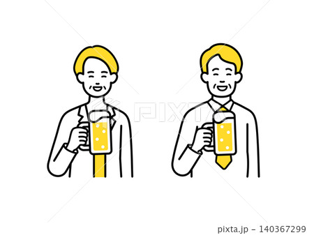 ビールで乾杯する中年の会社員 ビールで乾杯する中年の会社員 140367299