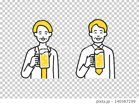 ビールで乾杯する中年の会社員 ビールで乾杯する中年の会社員 140367299