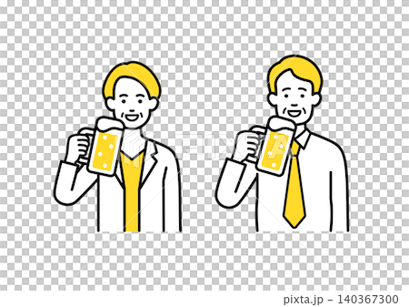 Middle-aged office workers toasting with beer Middle-aged office workers toasting with beer 140367300