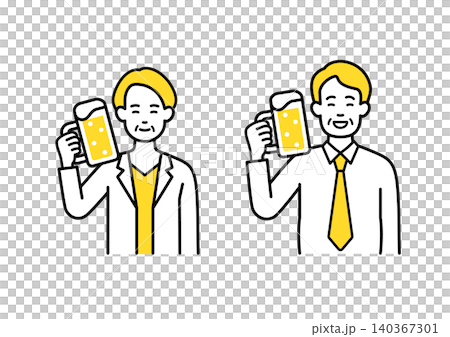 ビールで乾杯する中年の会社員 ビールで乾杯する中年の会社員 140367301