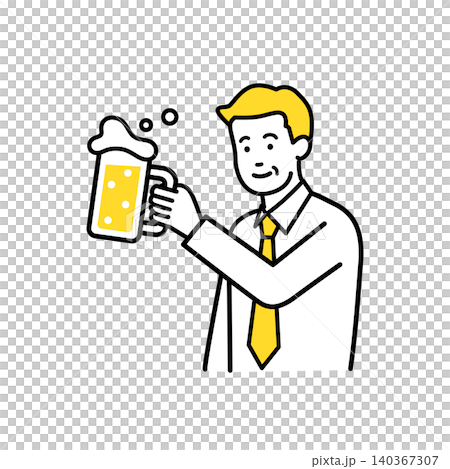 乾杯する中年会社員の男性 乾杯する中年会社員の男性 140367307