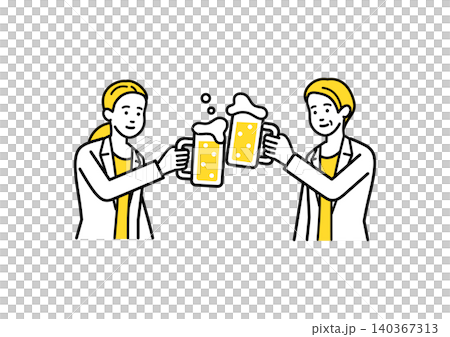 Female office worker toasting Female office worker toasting 140367313