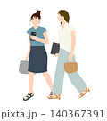 会話しながら歩く女性2人のイラスト 140367391