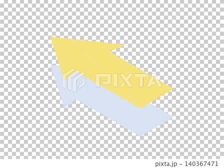 [Transparent Background] Shadowed arrow design pointing to the upper left (yellow) 140367471