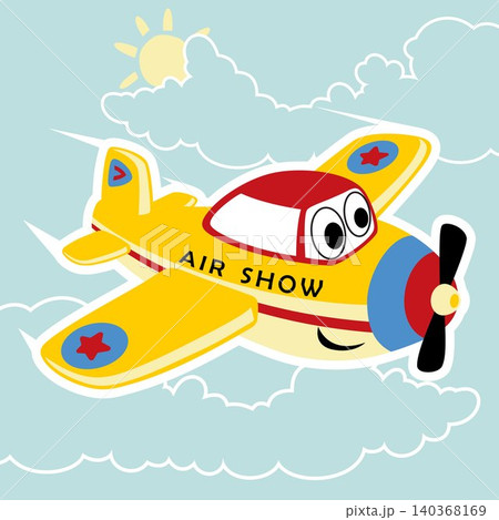 Cute smiling airplane, vector cartoon illustration 140368169