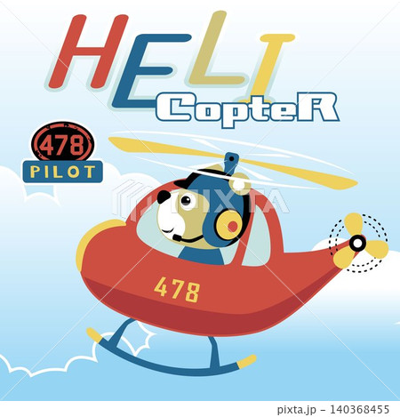 Cute bear pilot on helicopter, vector cartoon illustration Cute bear pilot on helicopter, vector cartoon illustration 140368455