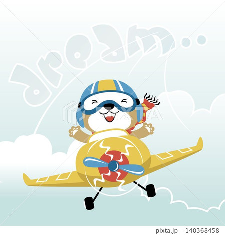 Cute bear pilot on airplane, vector cartoon illustration Cute bear pilot on airplane, vector cartoon illustration 140368458