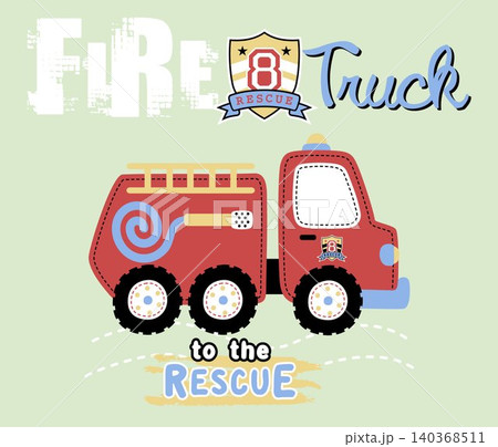 vector cartoon illustration of firetruck with firefighter logo vector cartoon illustration of firetruck with firefighter logo 140368511
