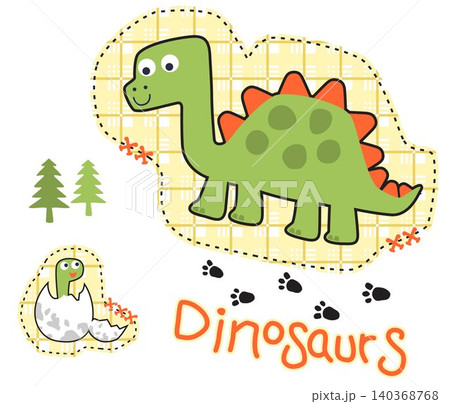 Funny dinosaur with its hatched egg, cartoon vector illustration Funny dinosaur with its hatched egg, cartoon vector illustration 140368768