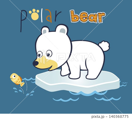 cartoon vector of Funny polar bear with little fish 140368775