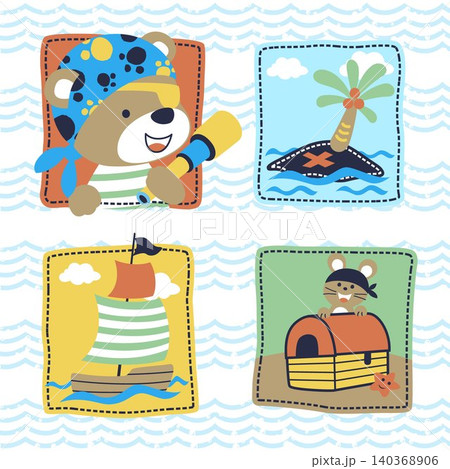 Vector cartoon illustration of cute bear with pirate elements Vector cartoon illustration of cute bear with pirate elements 140368906