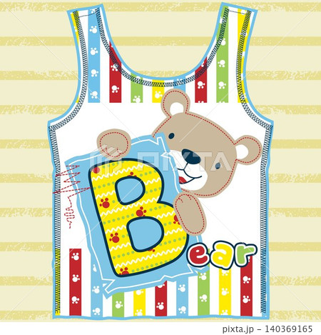 funny bear cartoon with colorful alphabets in kids t shirt pattern funny bear cartoon with colorful alphabets in kids t shirt pattern 140369165