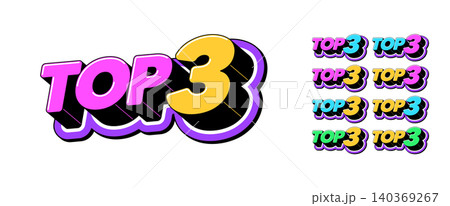 Top 3 rating, text icon set. Text top 3 in 3D style, best choice list, winner review, leader chart. Top3 tag, rank number with isometric letters for graphic design in pop art style, vector set Top 3 rating, text icon set. Text top 3 in 3D style, best choice list, winner review, leader chart. Top3 tag, rank number with isometric letters for graphic design in pop art style, vector set 140369267