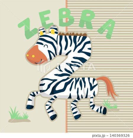 Vector illustration of cartoon zebra in shape letter Z Vector illustration of cartoon zebra in shape letter Z 140369326