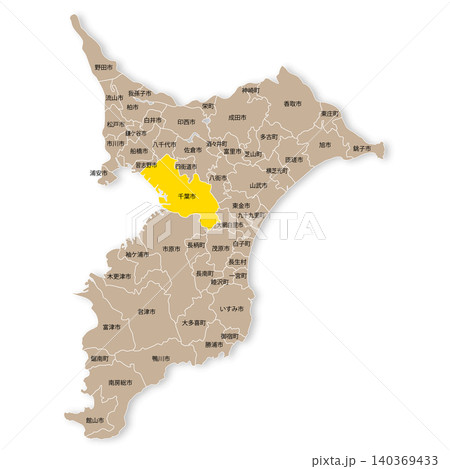 千葉県と千葉市の地図 140369433