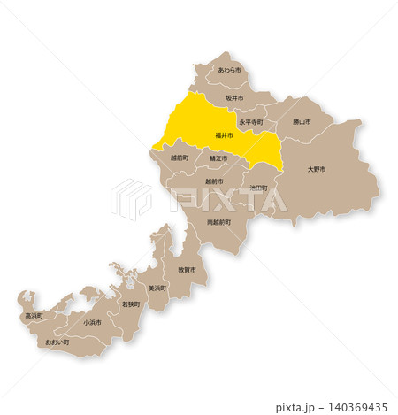 福井県と福井市の地図 福井県と福井市の地図 140369435