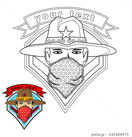 logo vector with a man wearing bandana, coloring page or book logo vector with a man wearing bandana, coloring page or book 140369473