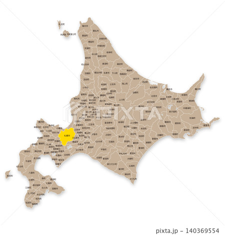 北海道と札幌市の地図 140369554