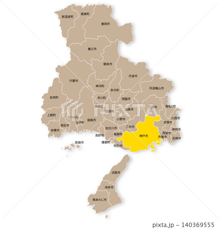 兵庫県と神戸市の地図 兵庫県と神戸市の地図 140369555