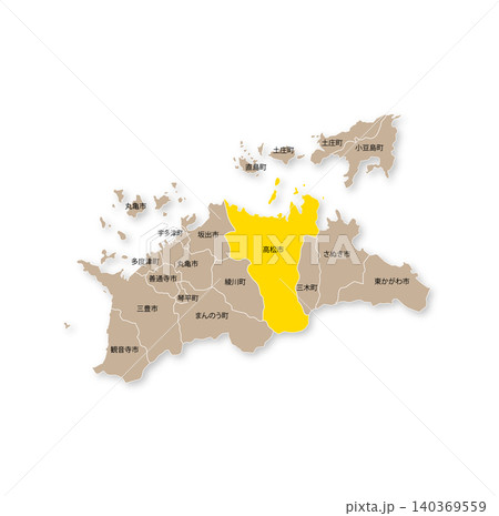 香川県と高松市の地図 140369559