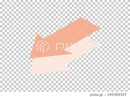[Transparent Background] Shadowed arrow design pointing to the lower left (pink) 140369567