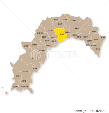 高知県と高知市の地図 高知県と高知市の地図 140369657