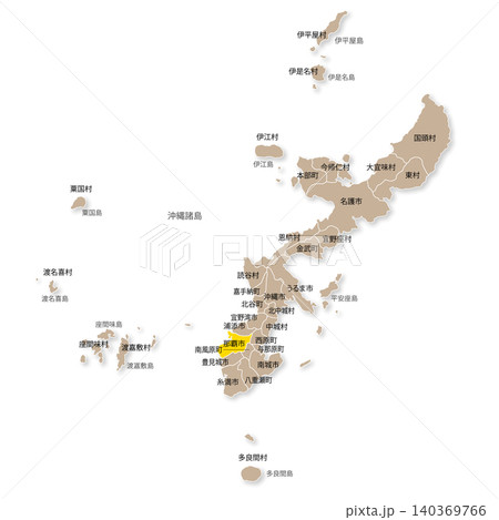 沖縄本島と那覇市の地図 沖縄本島と那覇市の地図 140369766