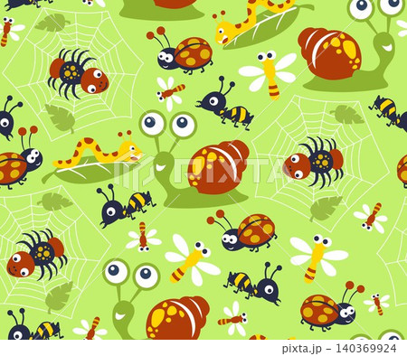 seamless pattern of bugs element cartoon seamless pattern of bugs element cartoon 140369924