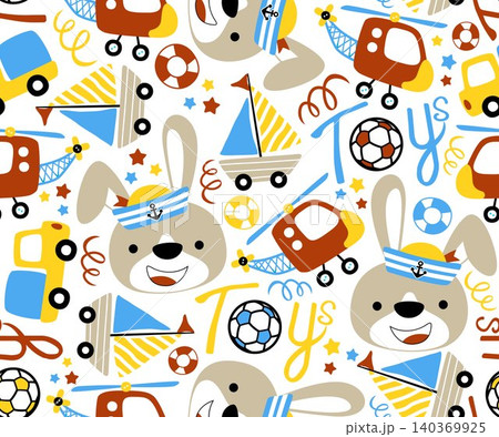 seamless pattern of toy element cartoon with bunny seamless pattern of toy element cartoon with bunny 140369925