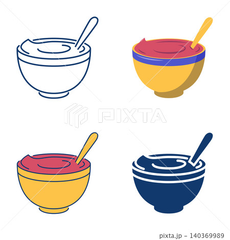 Bowl with Samanu dessert icon set Bowl with Samanu dessert icon set 140369989