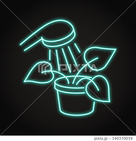 Warm shower for plant neon icon 140370039