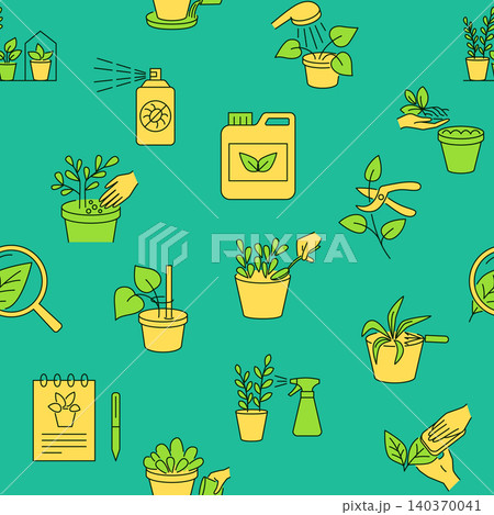Potted home plants seamless pattern 140370041