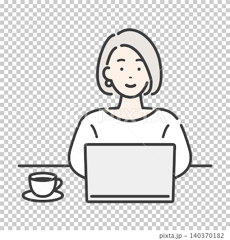 A young lady who operates a personal computer A young lady who operates a personal computer 140370182