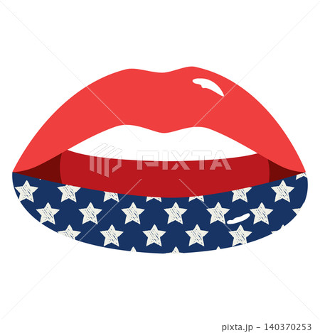 Vector Cartoon Illustration Female Mouth United States Flag Makeup Vector Cartoon Illustration Female Mouth United States Flag Makeup 140370253