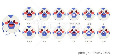Soccer Ball Mascot Rigging Set with Facial Expressions for Animation Soccer Ball Mascot Rigging Set with Facial Expressions for Animation 140370309