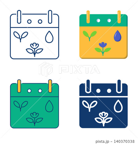 Plant care schedule icon set. Gardening calendar. Vector illustration Plant care schedule icon set. Gardening calendar. Vector illustration 140370338
