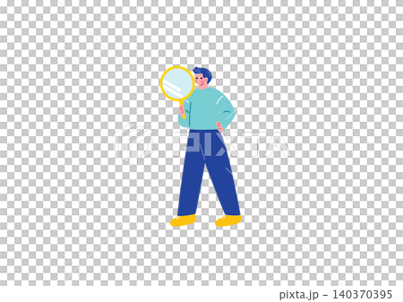 一名男子拿著放大鏡的插圖 140370395