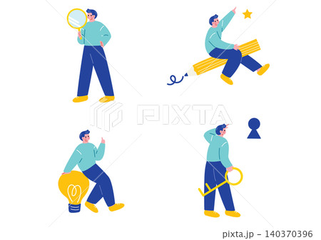 アイディアを考える男性のイラストセット 140370396