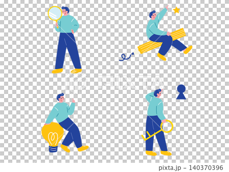 アイディアを考える男性のイラストセット 140370396